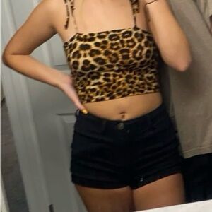 Cheetah tie tank top